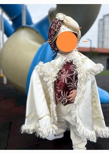 Krem Etnik Püsküllü Sünnet Kostümü - Görsel 4