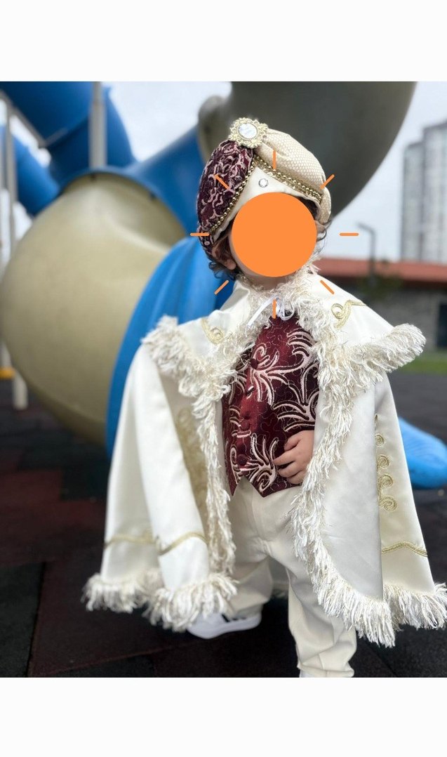 Krem Etnik Püsküllü Sünnet Kostümü - Görsel 4