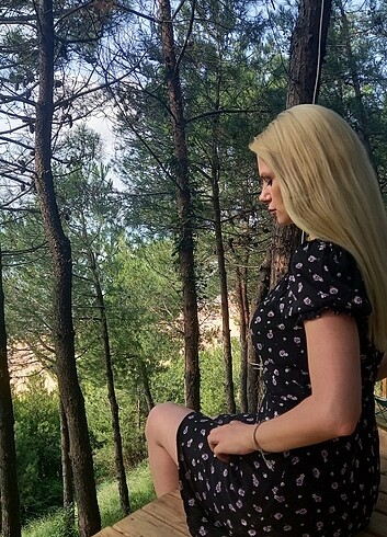 H&M Kısa kollu beli kuşaklı elbise