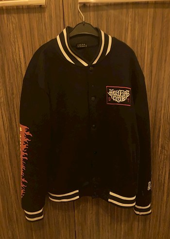 Diğer Düğmeli Siyah Bomber Ceket