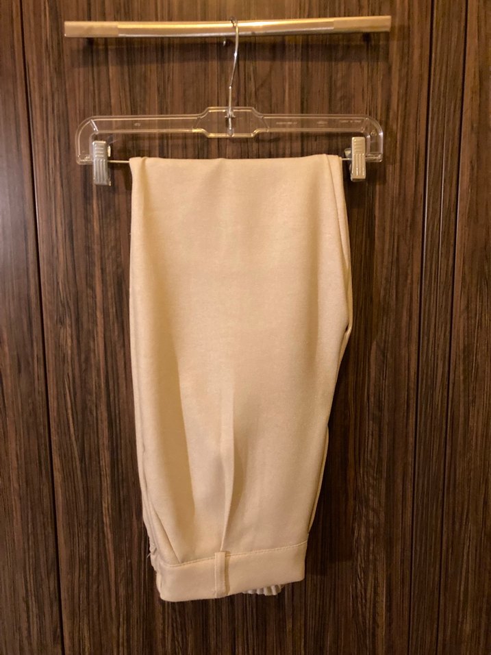 Bej Kadın Midi Kumaş Pantolon - Görsel 3