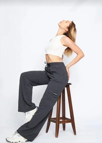 Gri Kadın Salaş Eşofman Altı - Görsel 2