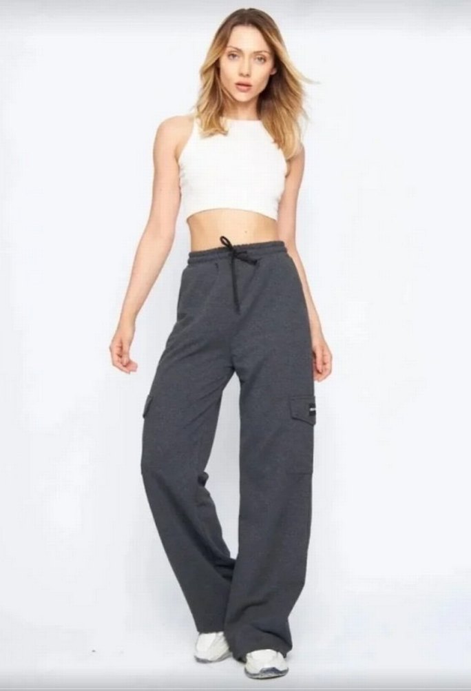 Gri Kadın Salaş Eşofman Altı - Görsel 3