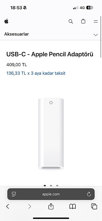 Orijinal USB-C Apple Pencil Adaptörü(Hiç Kullanılmadı)