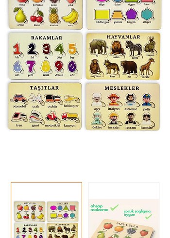 Ahşap Meslekler ve Sayılar Eğitici Oyuncak