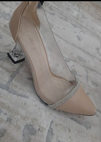 Bej Stiletto Topuklu Kadın Abiye Ayakkabı