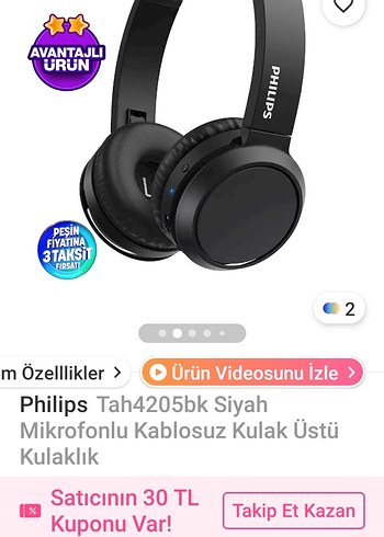 Philips Tah4205bk Siyah Kablosuz Kulaklık