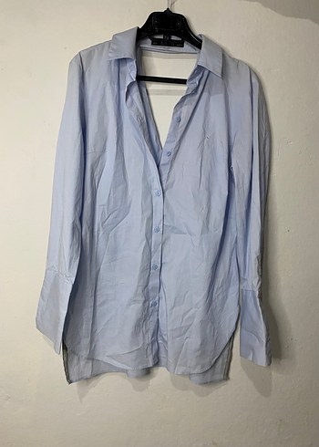 Mavi Kadın Keten Uzun Kollu Gömlek - Görsel 2