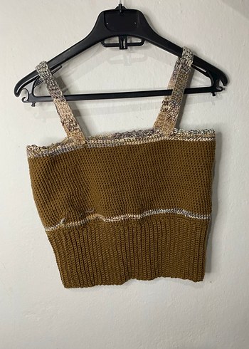 Bohem Tarz Mini Örgü Kahverengi Süveter(el örmesi) - Görsel 2