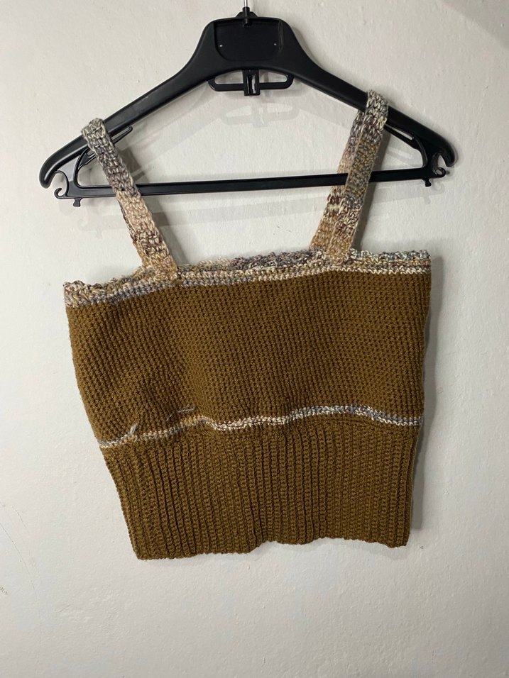 Bohem Tarz Mini Örgü Kahverengi Süveter(el örmesi) - Görsel 2