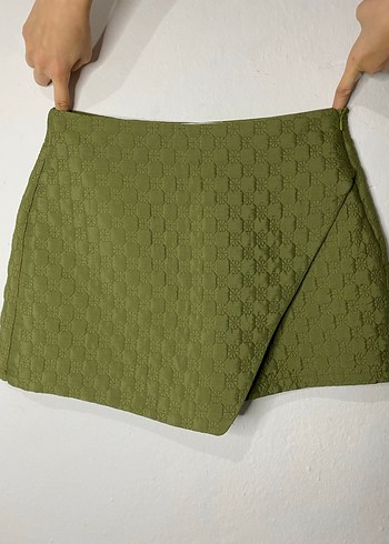 Yeşil Pilili Mini şortlu Etek - Görsel 2