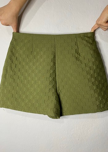 Yeşil Pilili Mini şortlu Etek - Görsel 4