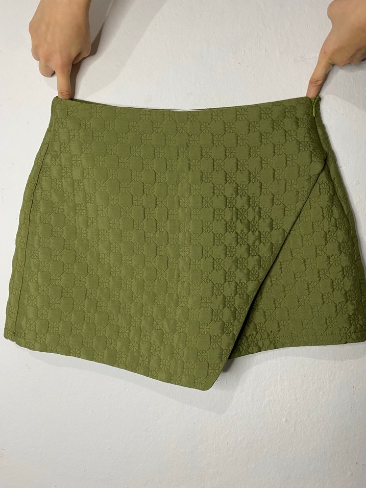 Yeşil Pilili Mini şortlu Etek - Görsel 2