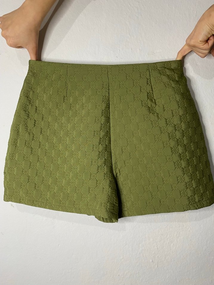 Yeşil Pilili Mini şortlu Etek - Görsel 4