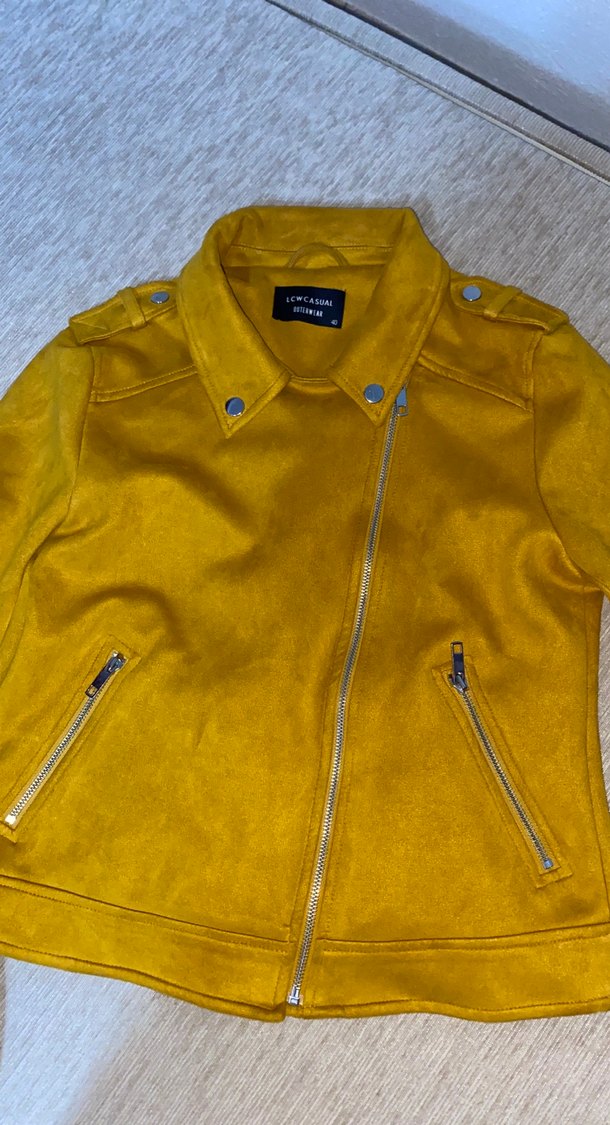 Sarı Süet Kadın Deri Ceket - Görsel 2