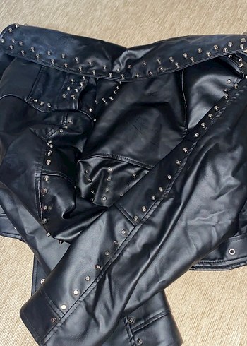 Siyah Deri Biker Ceket - Görsel 2