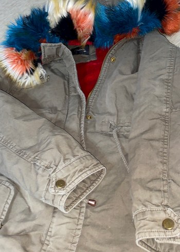 Kürk Detaylı Kadın Kırmızı Midi Kaban - Görsel 2