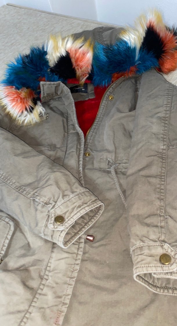 Kürk Detaylı Kadın Kırmızı Midi Kaban - Görsel 2