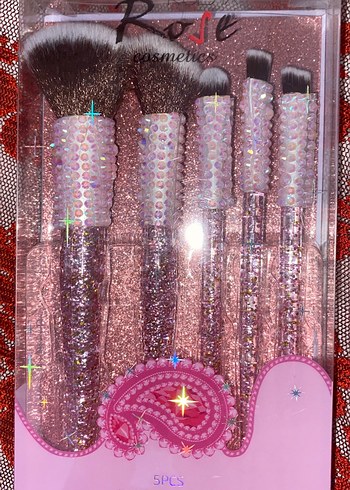 Pembe 5 Parça Makyaj Fırçası Seti - Görsel 2
