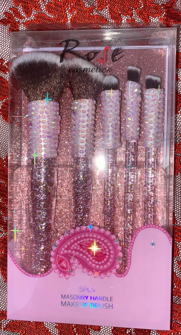 Pembe 5 Parça Makyaj Fırçası Seti - Görsel 2