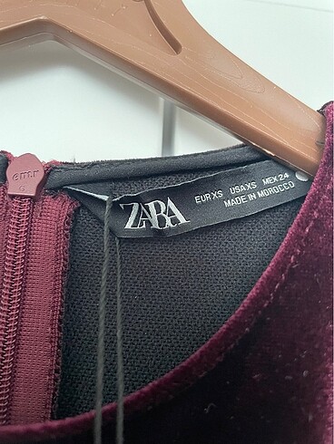 xs Beden bordo Renk Zara kadife elbise