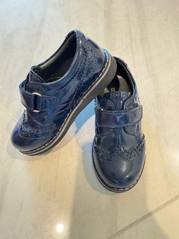 Koyu Mavi Erkek Çocuk Krokodil Desenli Tokalı Ayakkabı - Görsel 3