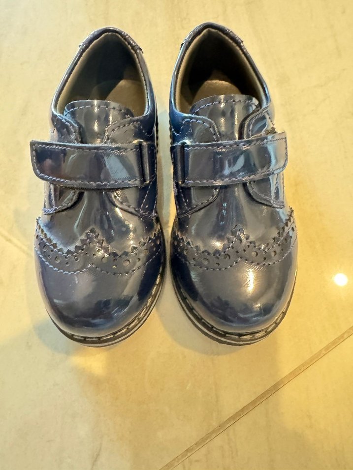 Koyu Mavi Erkek Çocuk Krokodil Desenli Tokalı Ayakkabı - Görsel 2