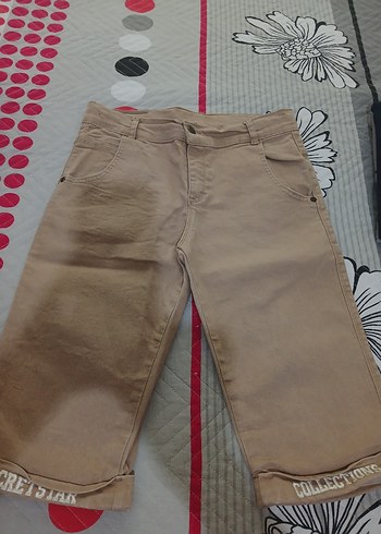 Diğer Bej Erkek Çocuk Bol Kesim Baskılı Kemerli likralı Pantolon