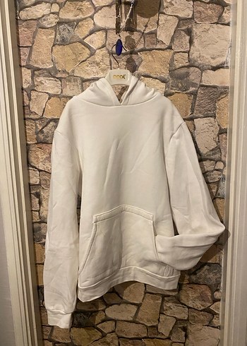 Beyaz Kapüşonlu Oversize Sweatshirt