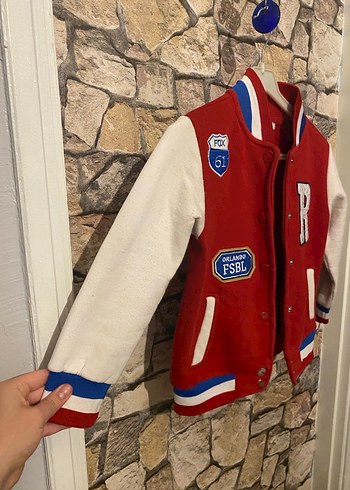 5 Yaş Beden kırmızı Renk Düğmeli Erkek Çocuk Street Wear Ceket