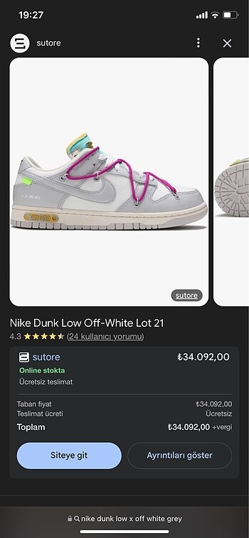 Nike Dunk Low Off-White Lot 21
