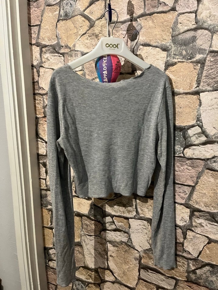 mavi Gri Kadın Uzun Kollu Salaş Kazak - Görsel 5