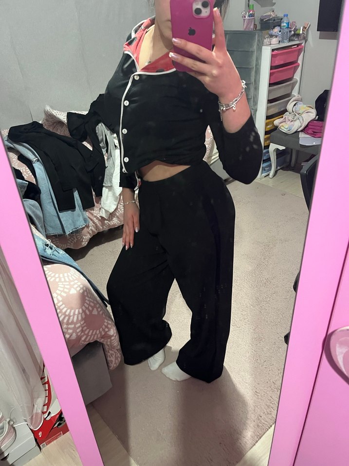 Siyah Saten Kumaşlı Maternity Pantolon - Görsel 2