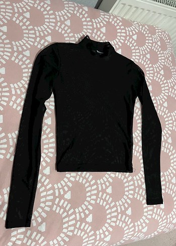 Kadın Siyah Transparan Balıkçı Yaka Mini Bluz - Görsel 4