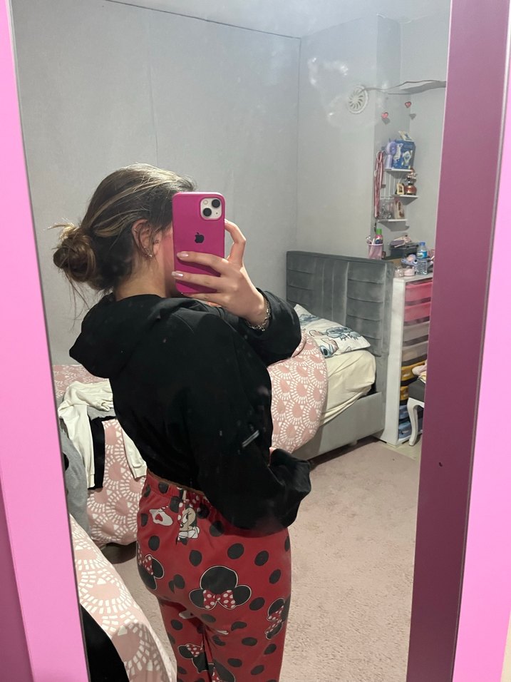 Siyah Mini Crop Sweatshirt - Görsel 3