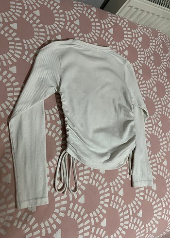 Beyaz Uzun Kollu Crop Top - Görsel 6