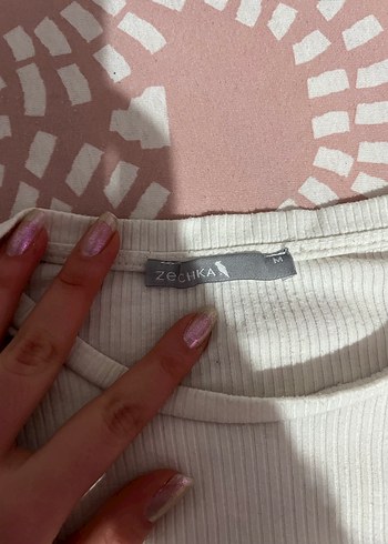 Beyaz Uzun Kollu Crop Top - Görsel 5