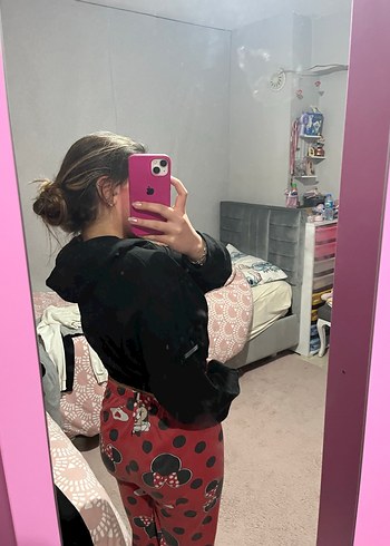 Siyah Mini Kadın Sweatshirt - Görsel 4