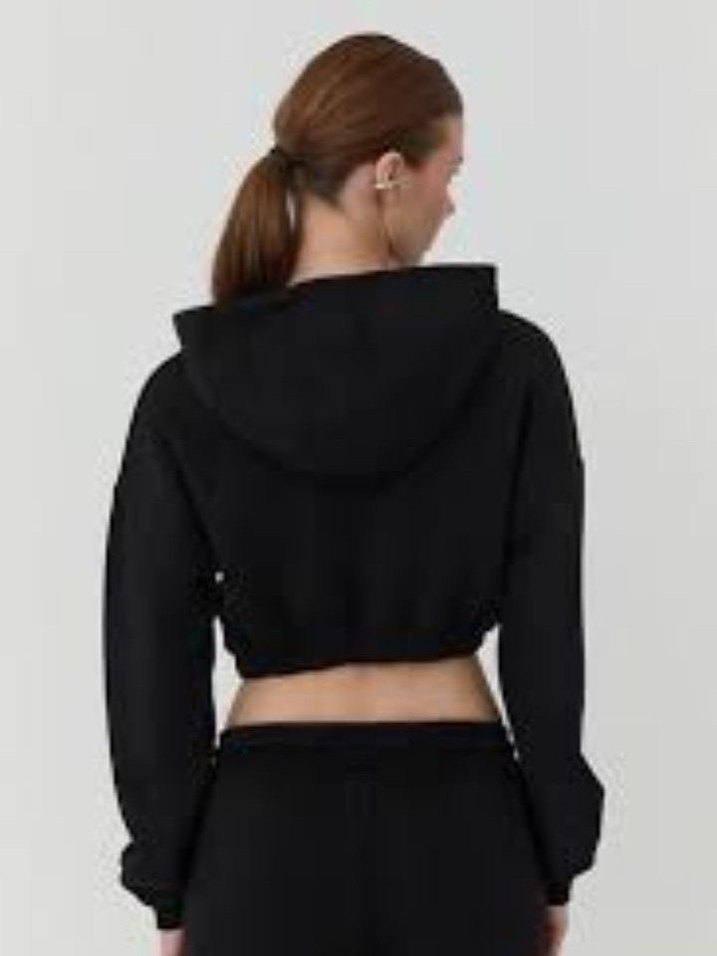 Siyah Mini Kadın Sweatshirt - Görsel 2