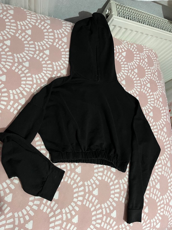 Siyah Mini Kadın Sweatshirt - Görsel 3