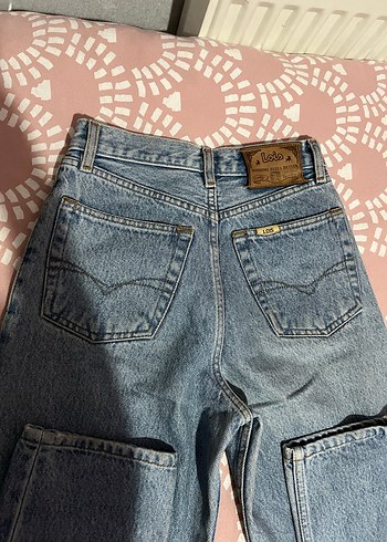 Mavi Retro Bol Kesim Midi Kot Pantolon - Görsel 5