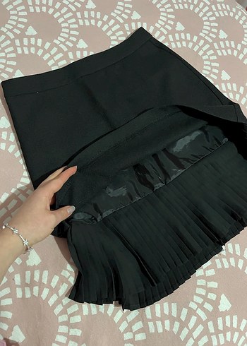 Siyah Pilili Midi Mini Etek - Görsel 5