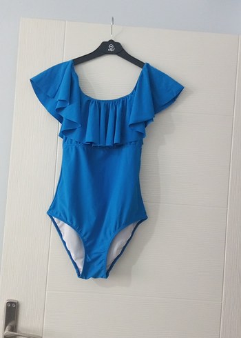 Volan Detaylı Mavi Kadın Mayo - Görsel 2