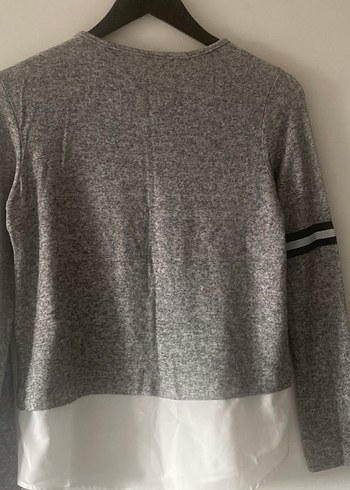 38 Beden gri Renk Gri Uzun Kollu Campus Baskılı Kadın Sweatshirt
