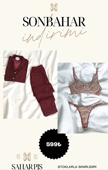 Pijama takım ve bralet takım