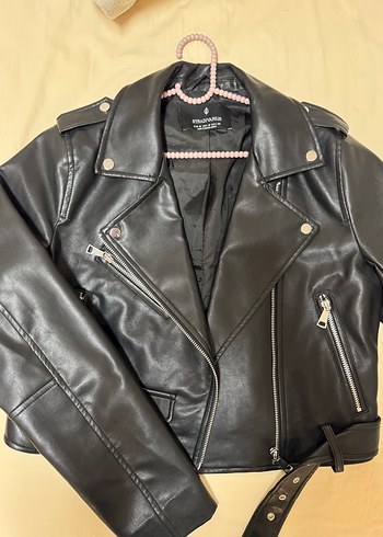 Kadın Siyah Deri Biker Ceket