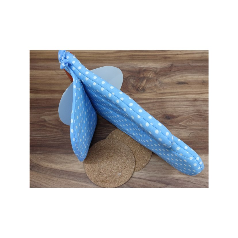 2'li Takım Mutfak için Mavi Puantiyeli Fırın Eldiveni ve Tutacak - Görsel 4