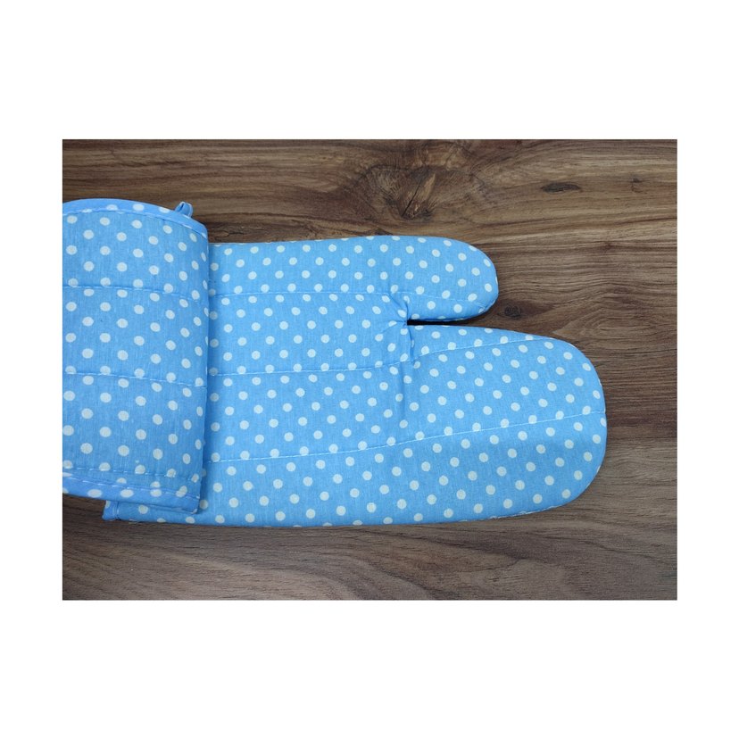 2'li Takım Mutfak için Mavi Puantiyeli Fırın Eldiveni ve Tutacak - Görsel 3