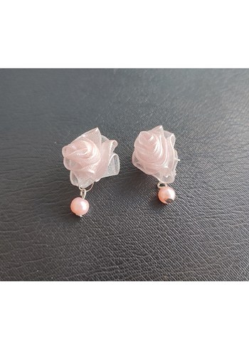 Beden Pembe Mini İncili Çiçek Küpeler