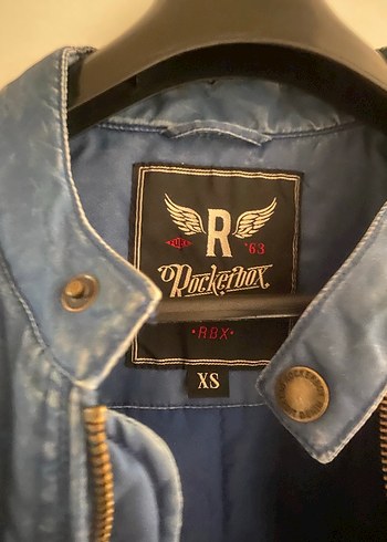 Rocketbox RBX Mavi Biker Ceket | Armalı Vintage Stil  XS - Görsel 3